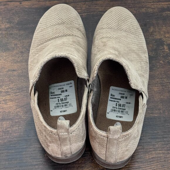 Dr. Scholl’s Women’s Perforated Suede Slip-On Ankle Boots – Taupe – Size 8M - Picture 4 of 5